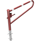 Swiveling gates | for casting in concrete, hot-dip galvanized and red coated with white reflecting stripes | total width: 1500 mm | with Euro profile cylinder lock